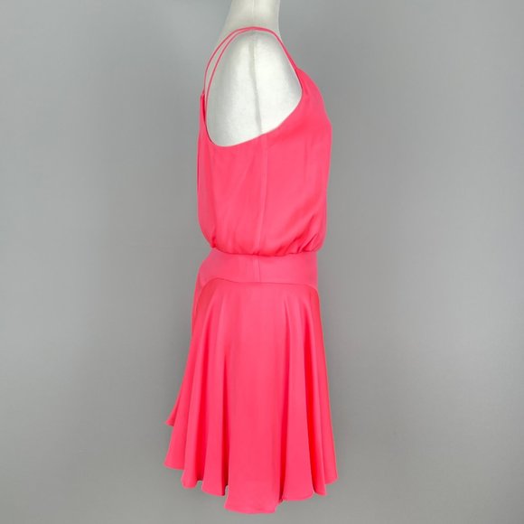 Milly Womens Stretch Silk Crepe Mini Tank Dress Pink Coral Sleeveless size 2 - Picture 5 of 14